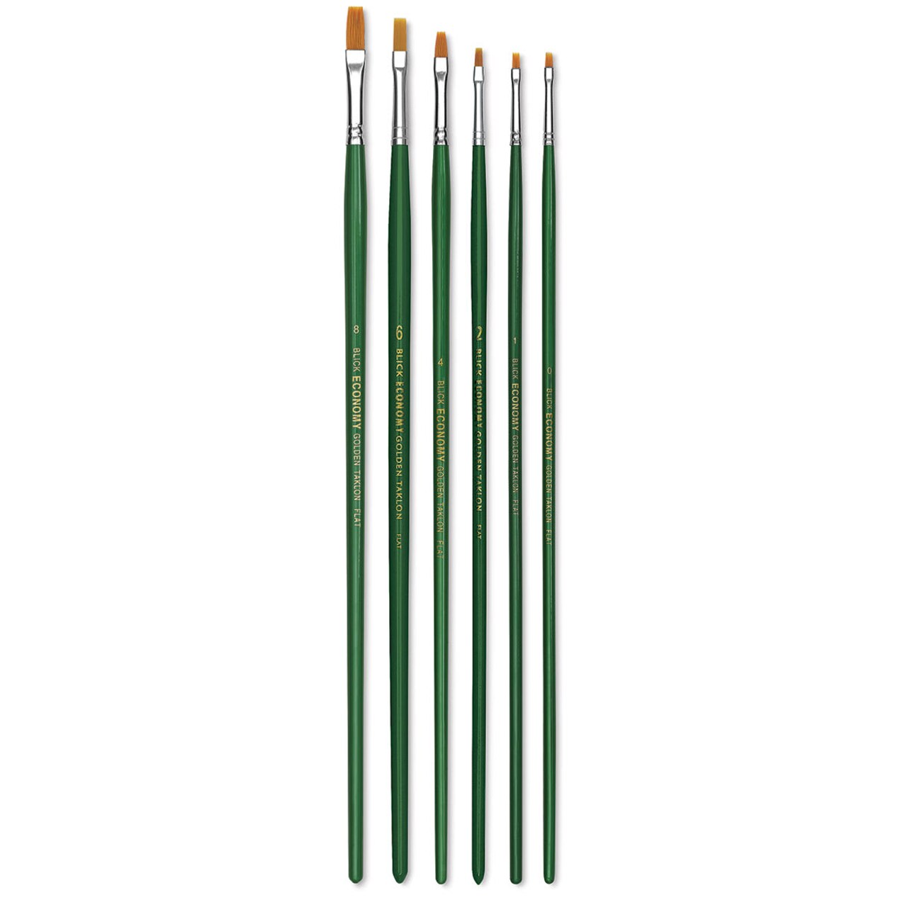 Blick Economy Golden Taklon Brush Set - Flat, Long Handle, Set of 6